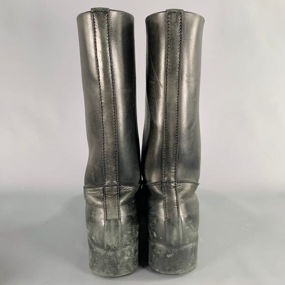 TAKAHIROMIYASHITATheSoloist. Size 9 Black Leather Rubber Pull On Boots